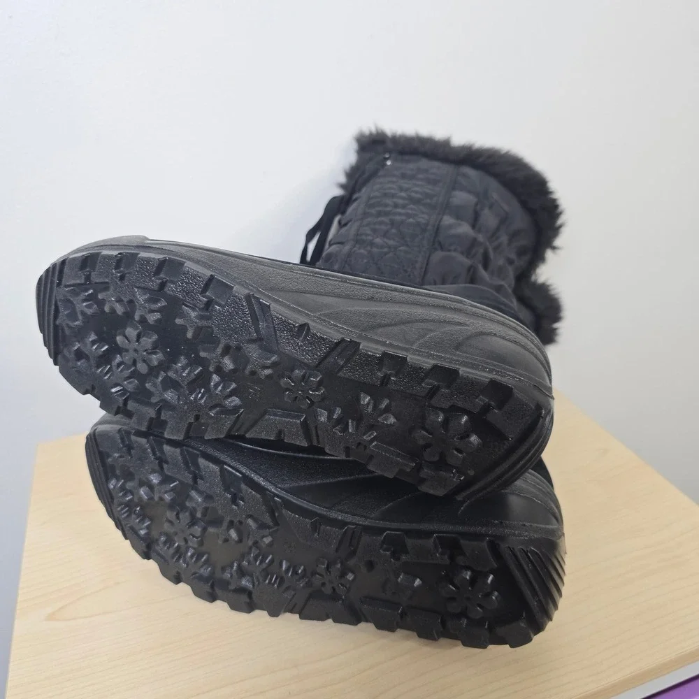 Spring Step Fotios Black Quilted Faux Fur Winter Snow Boots EU 39 8.5 Mid-Calf